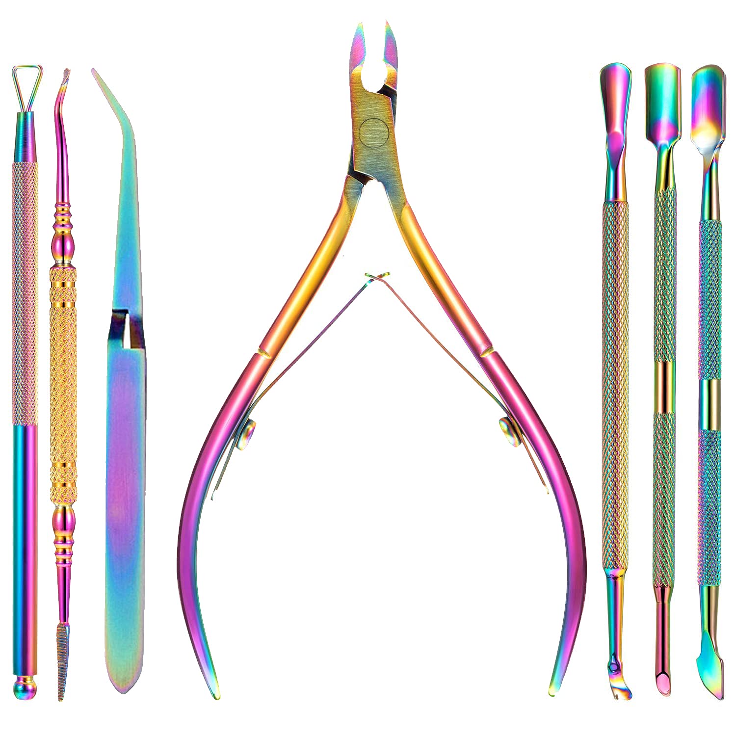Nails Cuticle Trimmer Set - Professional Pedicure and Manicure Tools - For Fingernail and Toenails -Stainless Steel Cuticle Nipper, Dual End Nail Pusher, Nail Polish Scraper,Cuticle Peeler Scraper