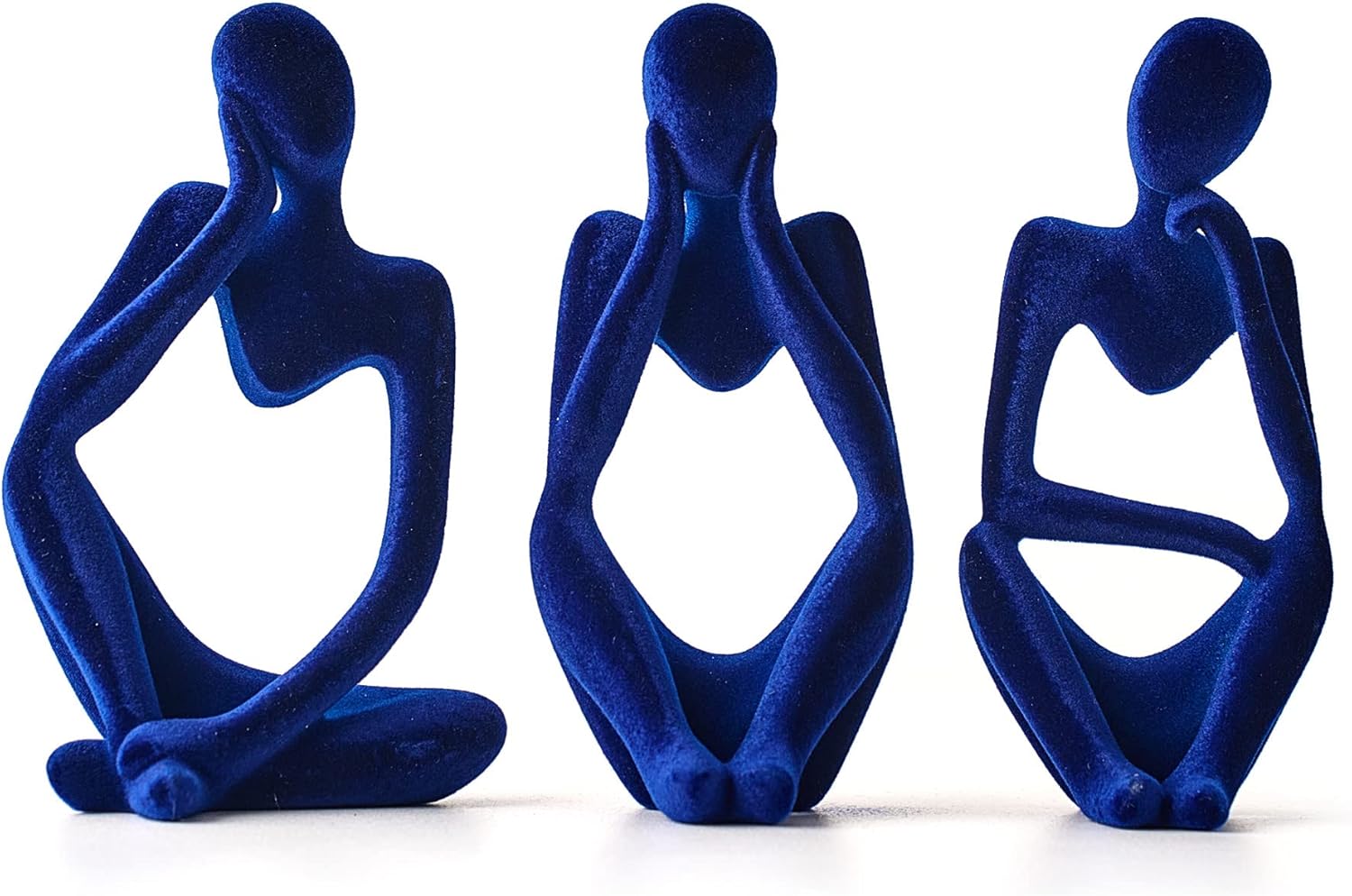 FJS Living Room Decor: Flocked Thinker Statue, Navy Blue Abstract Art Sculpture – Set of 3 for Home, Office, Shelf, Table Decoration FJS Living Room Decor: Flocked Thinker Statue, Navy Blue Abstract Art Sculpture – Set of 3 for Home, Office, Shelf, Table Decoration
