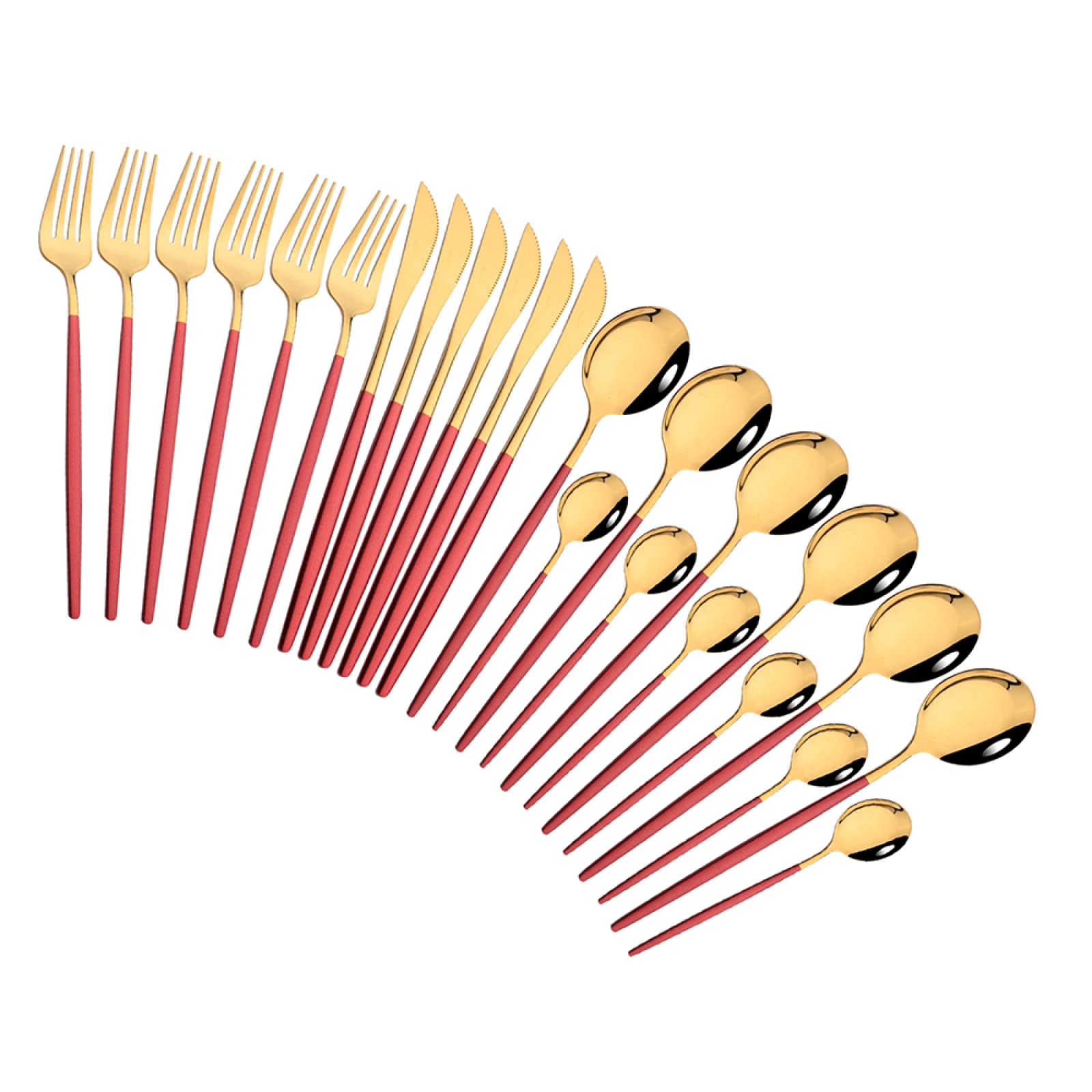Besteck Set Edelstahl Geschirr Set Messer Gabeln Kaffeelöffel Geschirr 24 Teiliges Set Rotgold