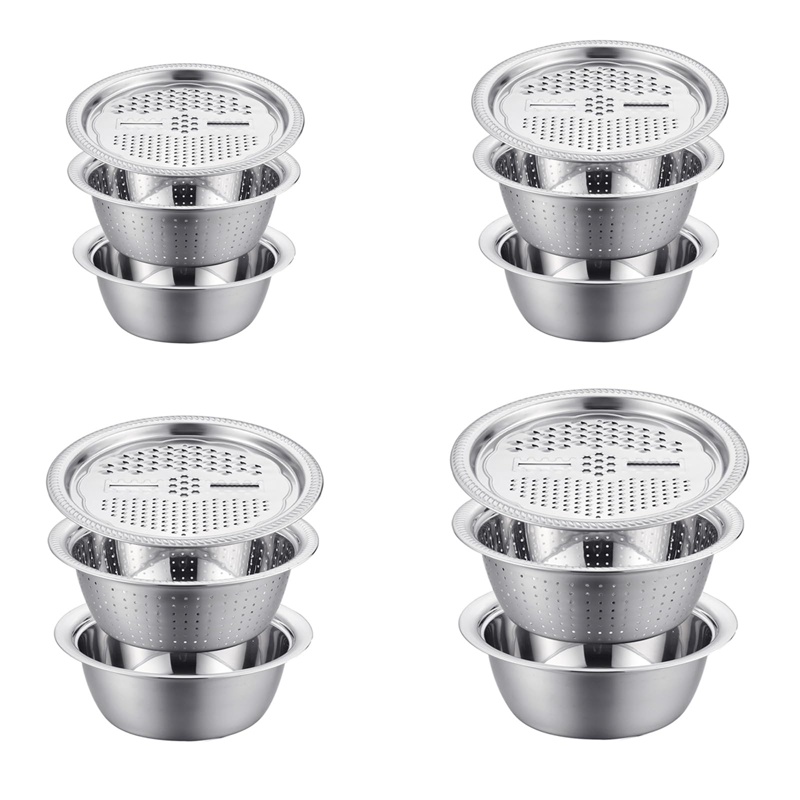 Set di 3 pezzi multiuso in acciaio inox per tagliare le verdure e scolapasta per la cucina domestica