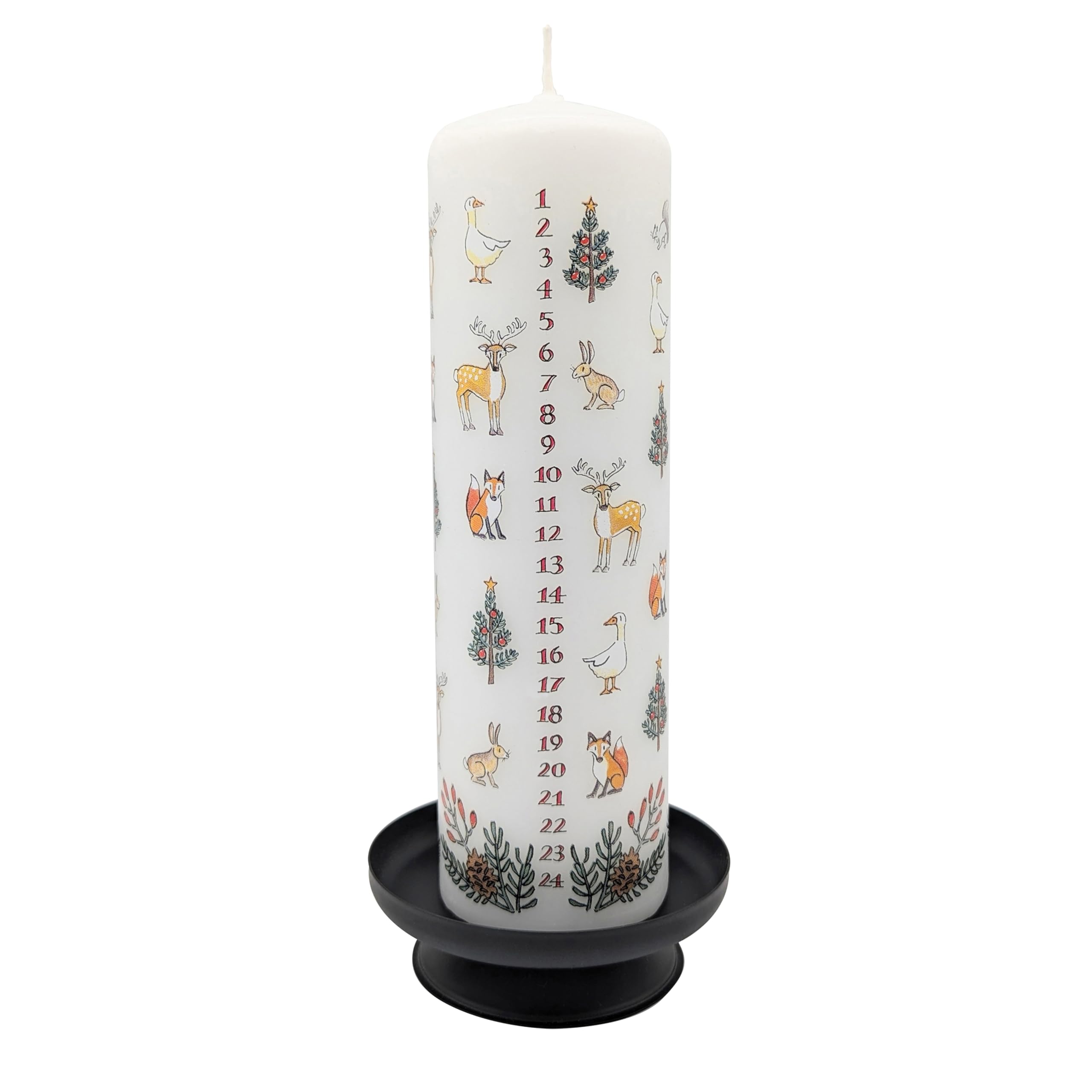 Alison Gardiner Multi-Colored Winter Wildlife Advent Pillar Candle – Unscented Wax Christmas Countdown, 70Hr Burn, Handmade In Uk – Festive Candle For Table, Mantelpiece & Seasonal Décor