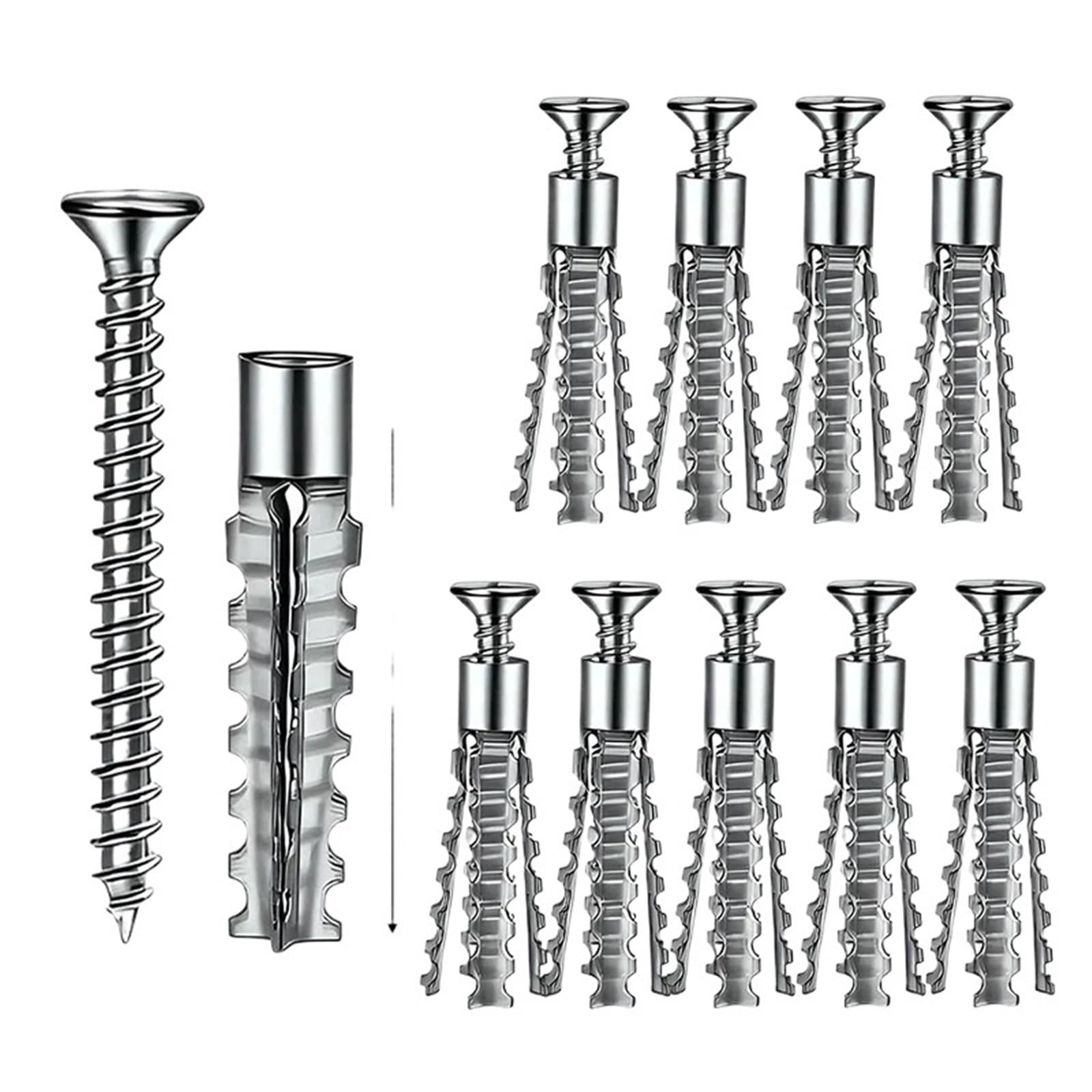 Pernos De Expansión 100/10 juegos de tubos expansión for paredes huecas, anclajes for paneles yeso, pernos tapón perforación autorroscantes(6mm-(Style A),50 Sets)