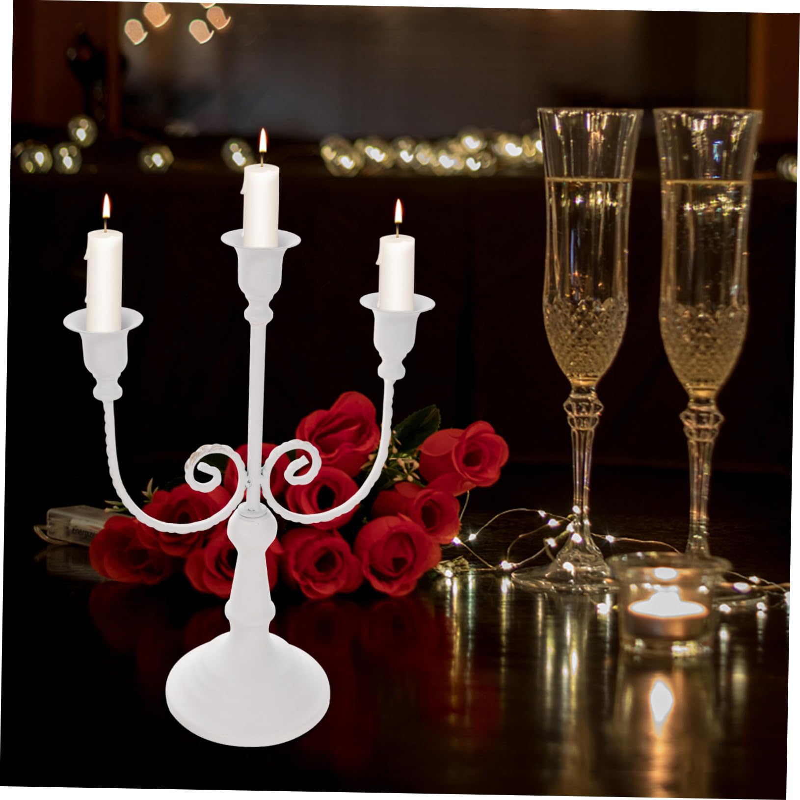 Candelabro de Hierro Europeo de 3 Brazos, Decoración Delicada para Hogar y Eventos, Adecuado para Centro de Mesa en Inauguraciones y Regalos