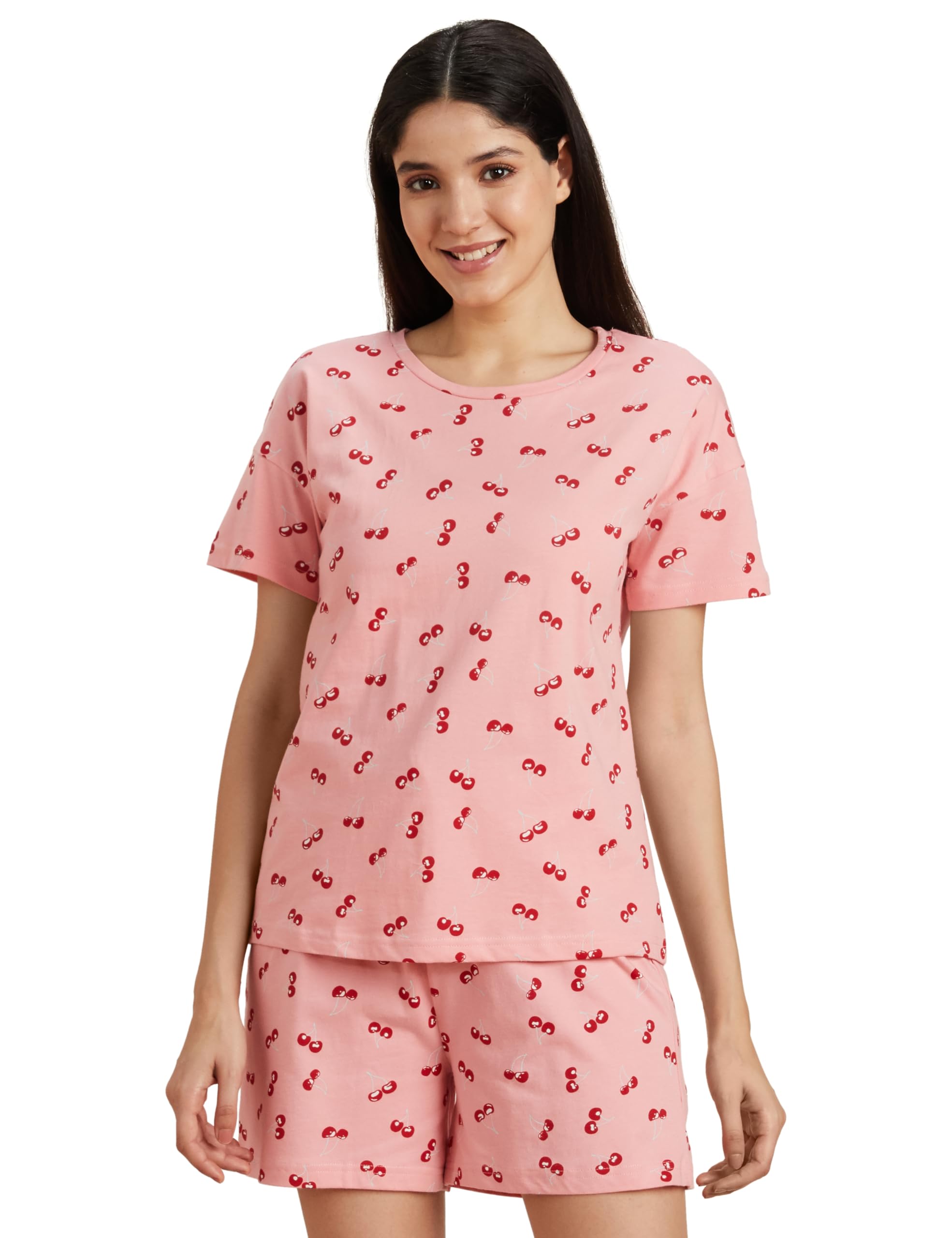 Women's Cotton Regular Fit T-Shirt and Shorts Night Suit | Two Piece Set (Available in Plus Sizes)