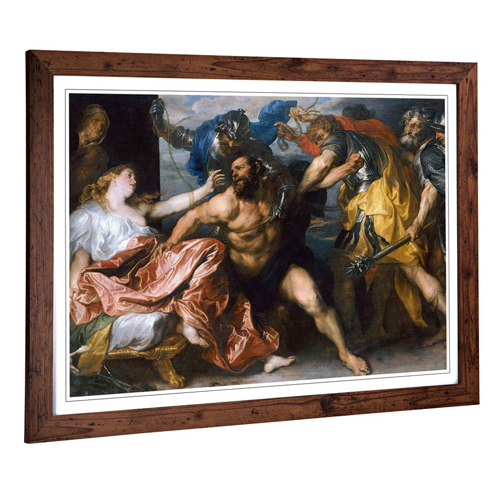 Big Box Art Framed Print of Anthony Van Dyck The Taking of Samson Design | Wall Art Picture | Home Decor for Kitchen, Living Room, Bedroom, Hallway, Walnut, A2 / 24.5x18 Inch / 62x45cm