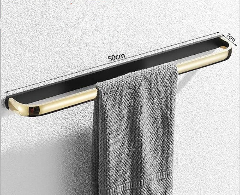 Conjunto de Accesorios de baño Gold & amp; Estante de baño Negro, toallero, Soporte de Papel para Colgador de Toallas, Soporte de Cepillo de Inodoro, Juego de Accesorios de baño, Barra única de 50 cm