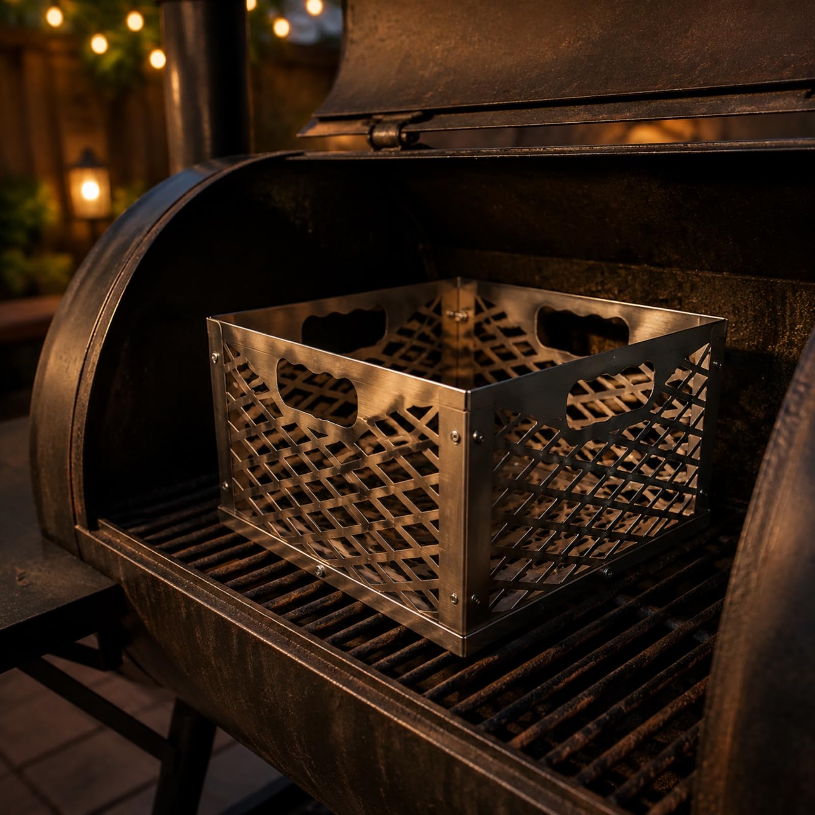 Portacarbonella in Acciaio Inossidabile per Barbecue Offset con Pannelli Ventilati E Maniglie Laterali per Assemblaggio Facile Adatto per Uso Quotidiano