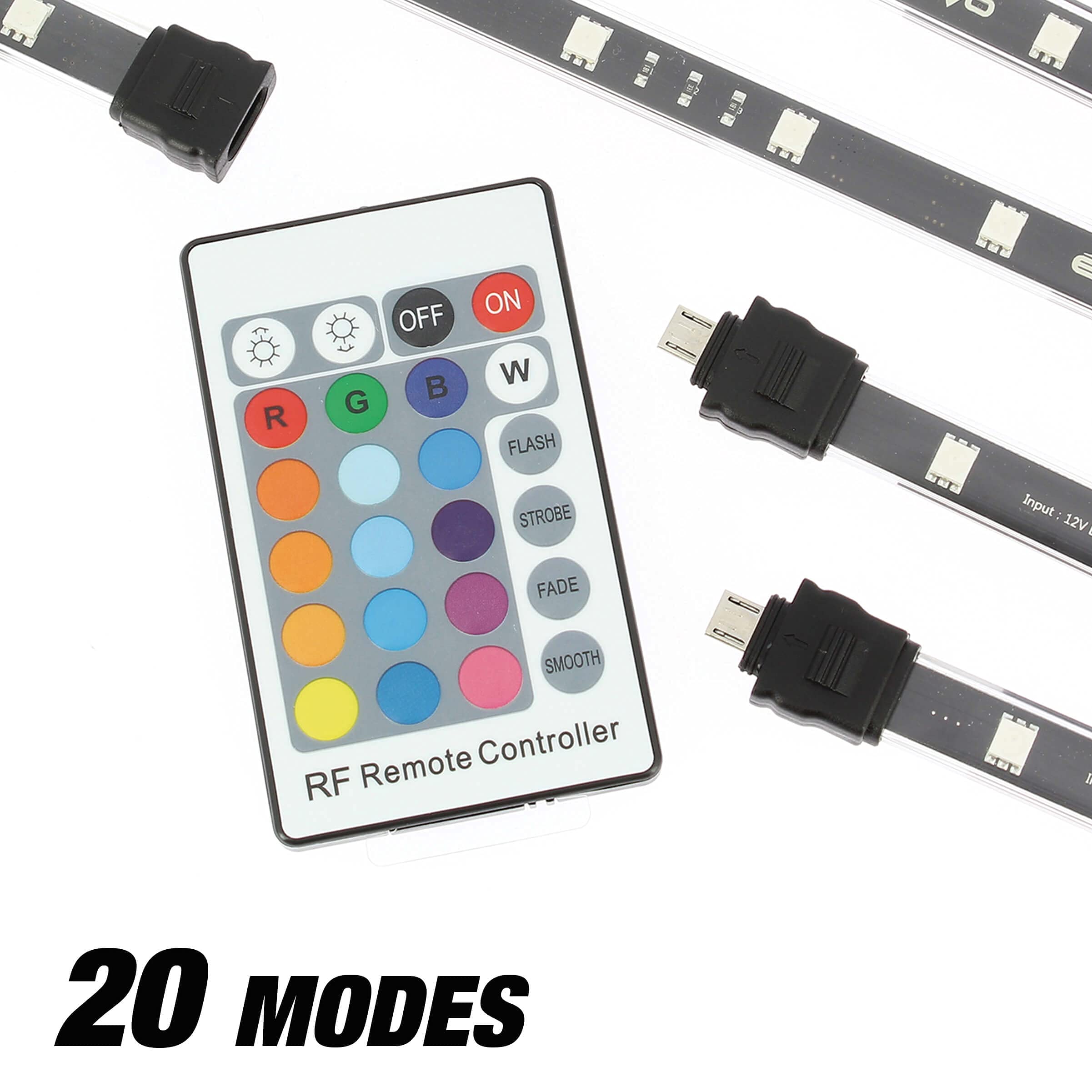 S SUMEX Kit LED Multicolor para Coche, Luces para Bajos de Coche Impermeable con 6 Tiras LED 30 cm Control Remoto Inalámbrico 20 Modos 16 colores RGB 12V DC IN estilo Neón