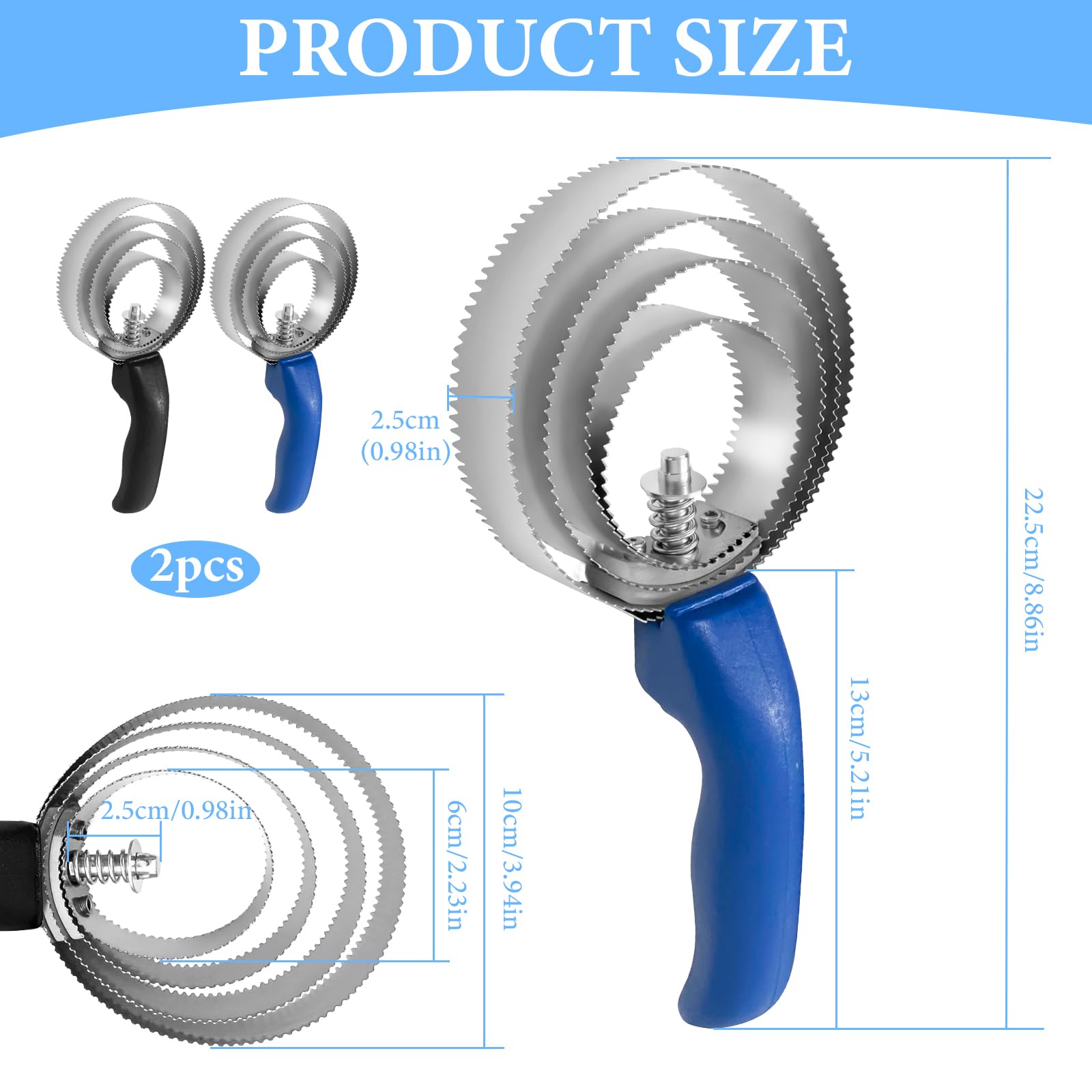 Minfuerang 2Pcs Spiral Striegel,Cepillo para Caballos 4 Anillas, Peine de Acero Inoxidable para Caballos,Doble Cara Cepillo para caballos para Eliminar el Pelo Muerto,Pelaje(Azul + Negro) — view 2