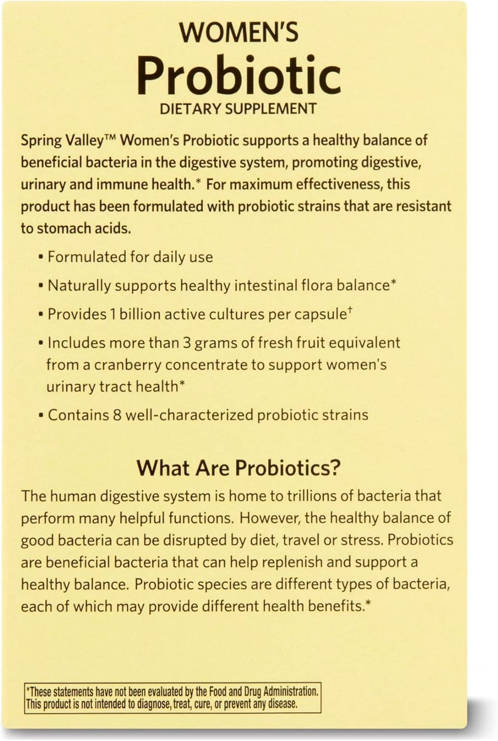 Probiotics for Women Capsules, Dietary Supplement 1 Billion CFUs - Digestive Health (60 Capsules - Pack of 1) + VSL Sticker