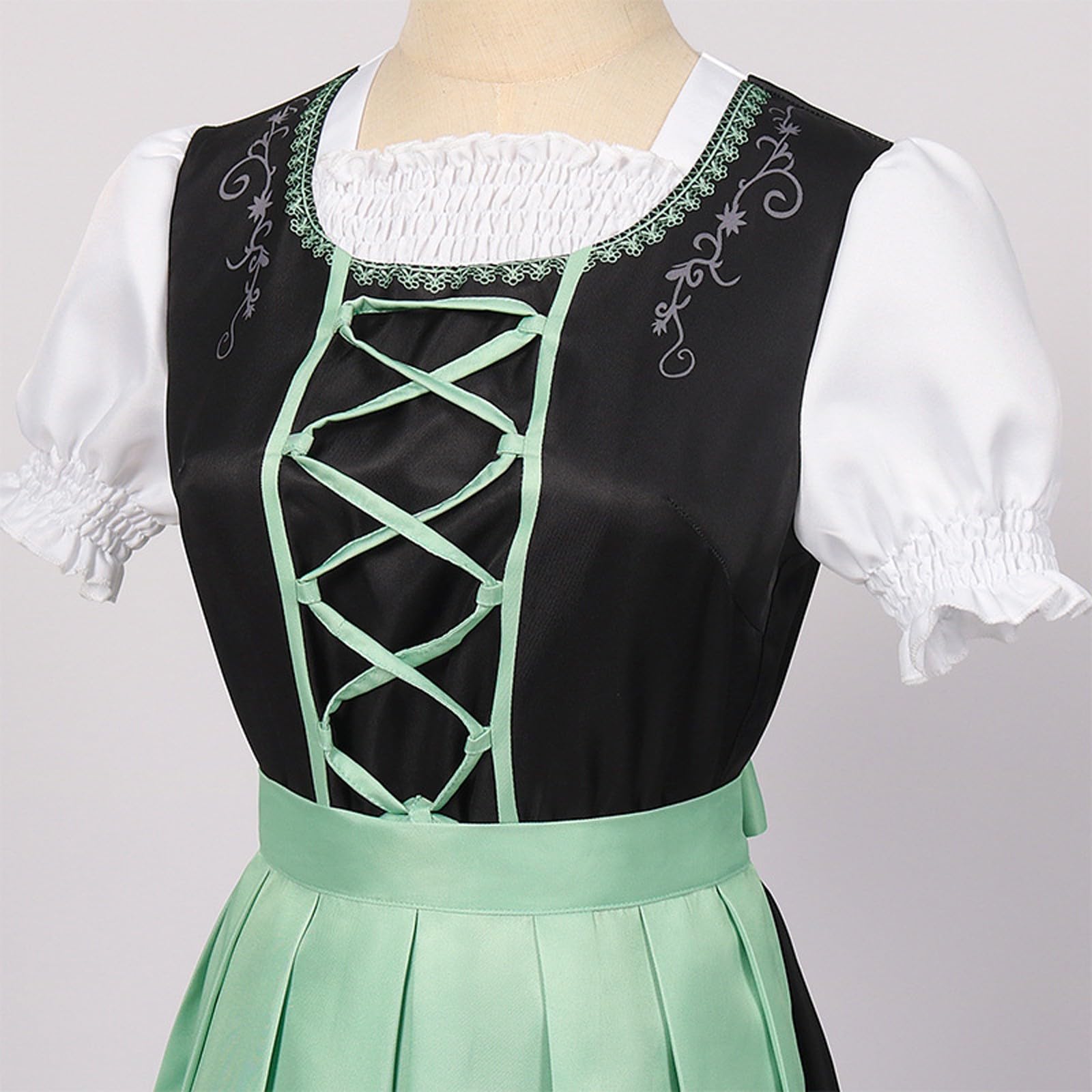 Generisch Damen Dirndl Kleid Oktoberfest, Midi Kariert Einfarbig Dirndlkleid Kleider - Trachtenkleid Elegant Oktoberfest-Dirndl für Oktoberfest Besondere AnläSse