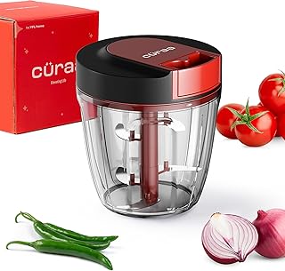 Cüraa ChopLab Lite Manual Chopper | 900 ml Portable Vegetable Chopper| Mini Chopper for Kitchen with Stainless Steel Blade...