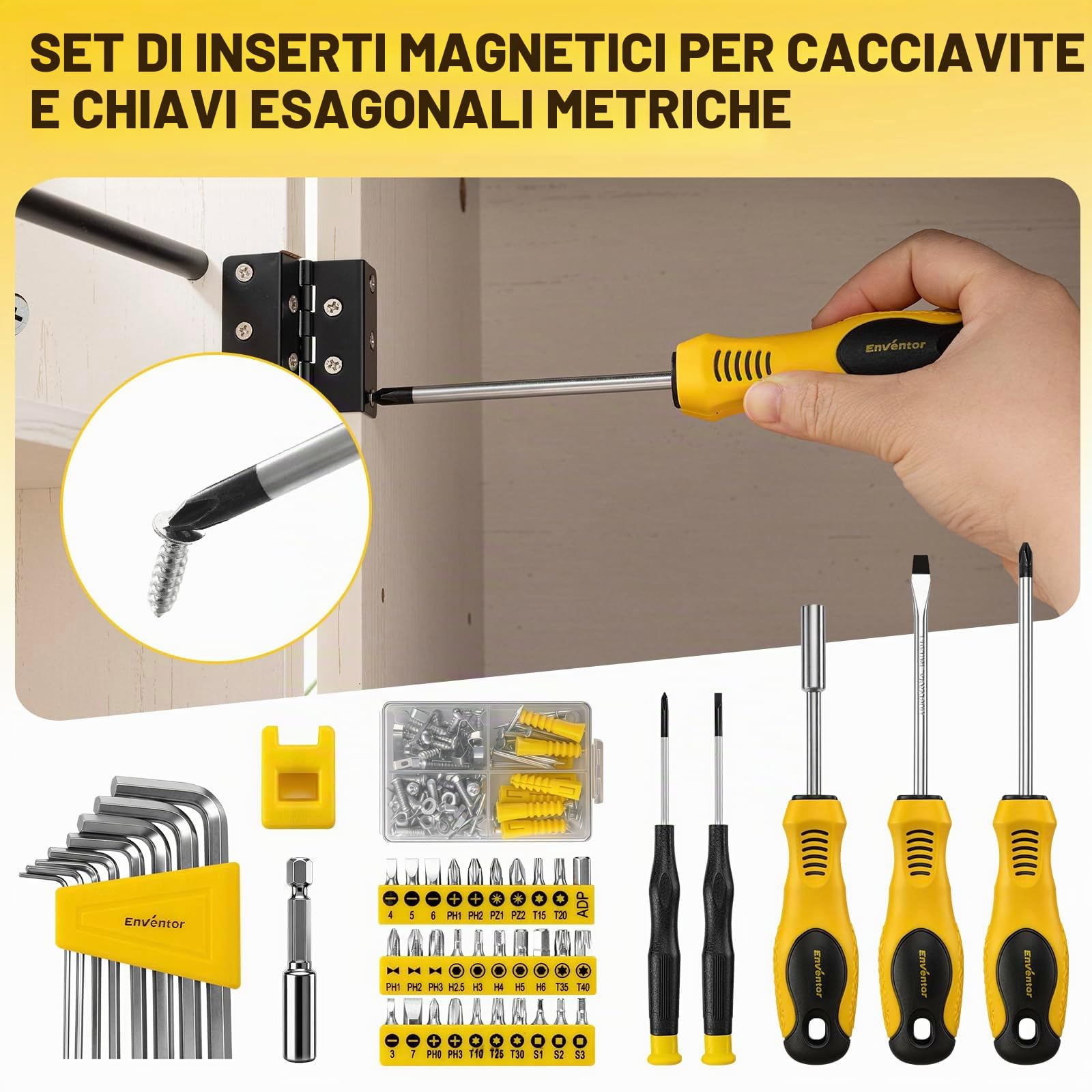 Enventor Cassetta Attrezzi Completa 231 Pezzi | Con Set Cacciavite Chiavi a Chiavi a Bussola, Valigetta Attrezzi Completa Riparazioni e Progetti Domestici Generali