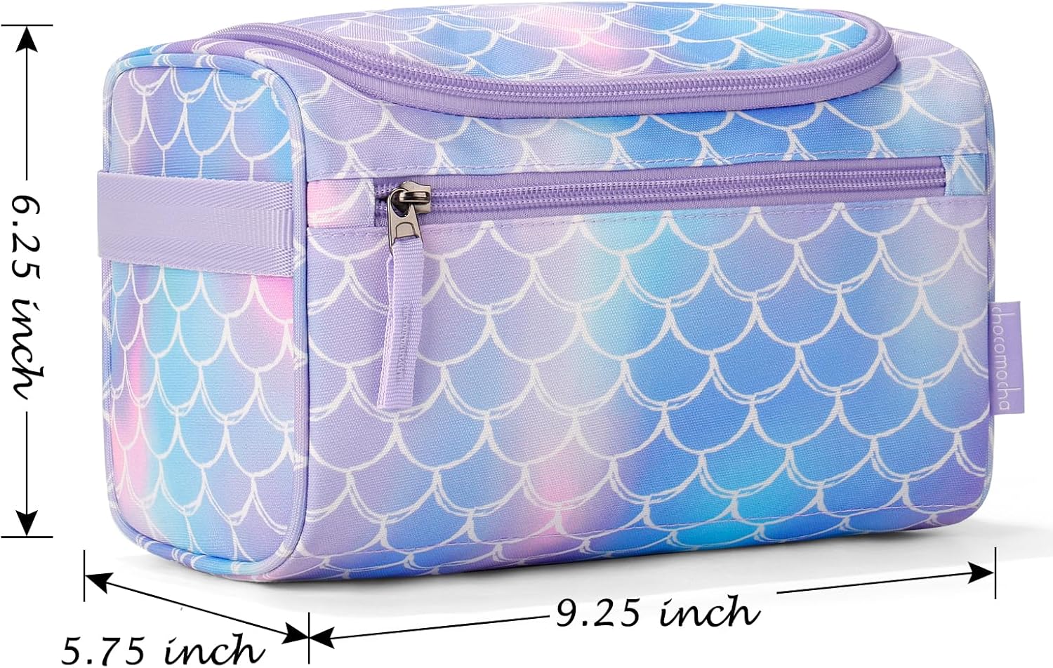 Choco Mocha Kids Mermaid Toiletry Bag for Girls, Travel Waterproof Hanging Toiletry Bag for Girls, Purple