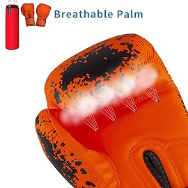 Kids Boxing Glove 6oz 8oz, Youth, Boys and Girls Training Sparring Gloves for Punching Bag, Kickboxing, Muay Thai, MMA, UFC, Gift for Age 6-15 Years (Orange, 6 oz (45-80 lbs))