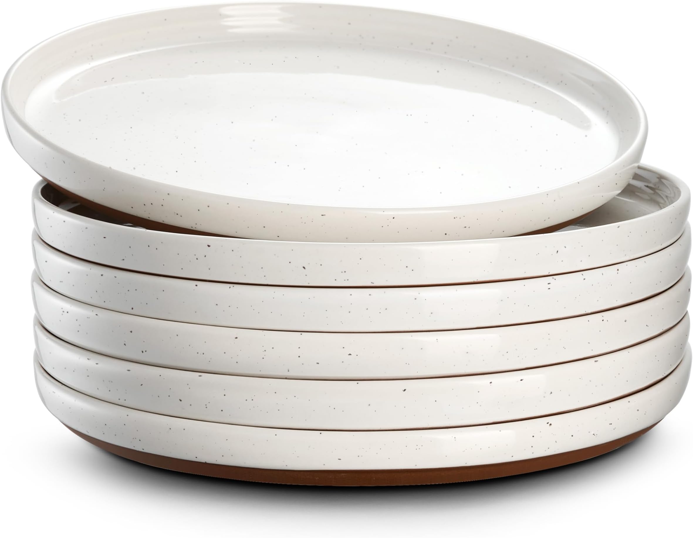 DOWAN Dinner Plates, Ø 21.5 cm Side Plate Set of 6, Premium Porcelain Dessert Plate, Portion Plates for Breakfast, Afternoon Tea, Appetizers, Salad, Cake, Microwave & Dishwasher Safe, Vibrant Color