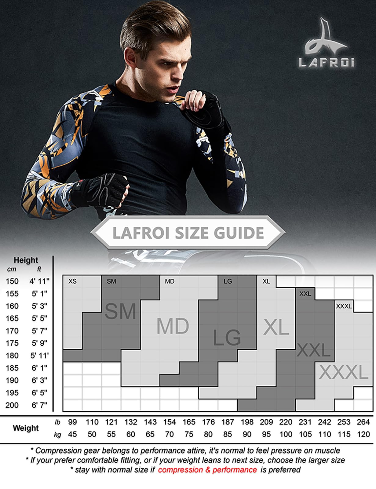 LAFROI Męska koszulka z długim rękawem UPF 50+, kompresyjna, BJJ, pływanie, Rashguard