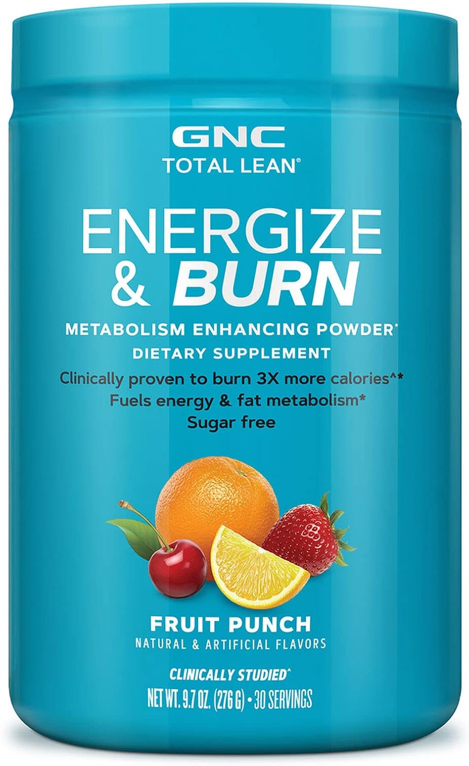 GNC Total Lean Energize and Burn | Fuels Energy and Fat Metabolism | Fruit Punch | 30 Servings