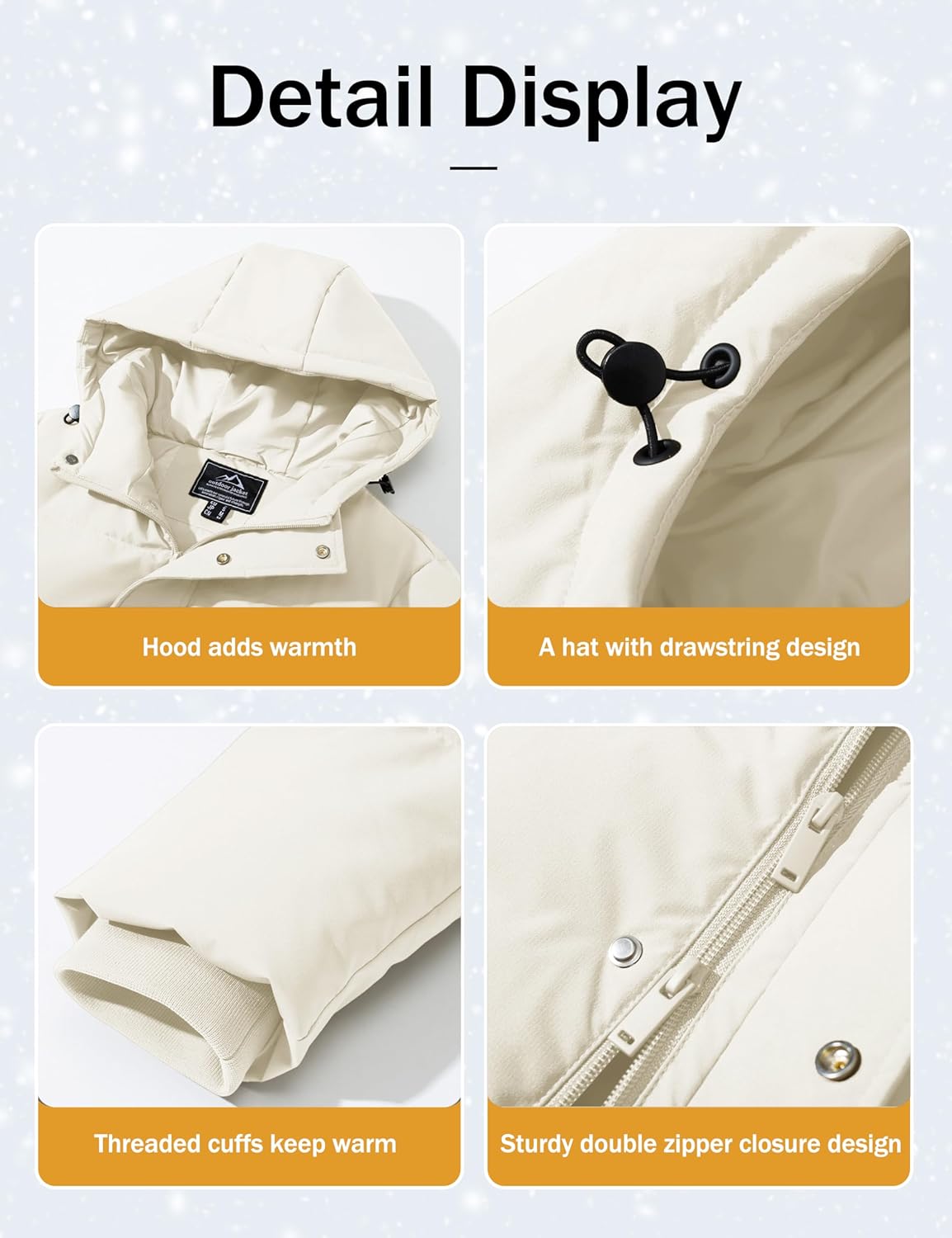 YUCOLEN Women's Down Jacket with Hood Parka Winter Coats Puffer Warm Jackets Waterproof Long Fashion Outwear - Image 6