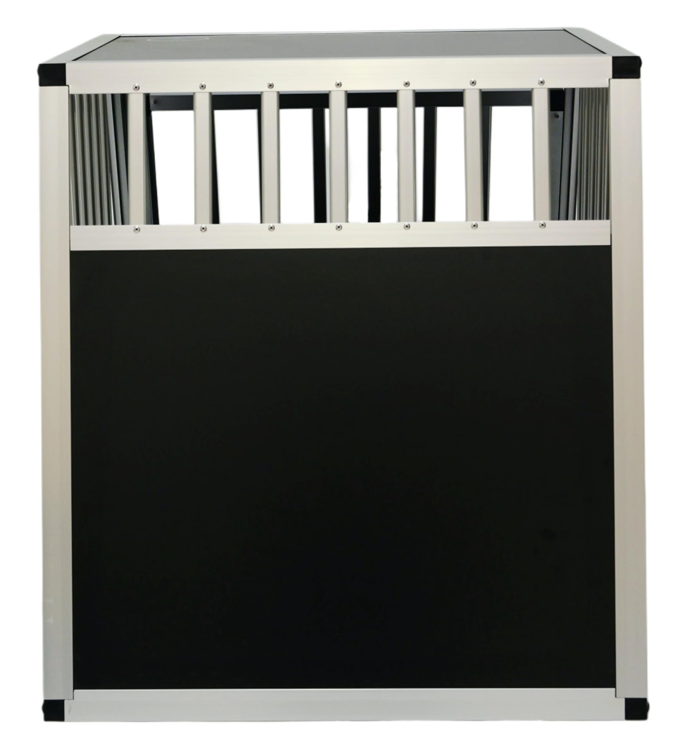 DOGHEAD Hundetransportbox Ecoline, Single 65x85x69 cm, Schwarz, Aluminium, Beidseitig Abgeschrägt 75°, Nicht für Kombis geeignet