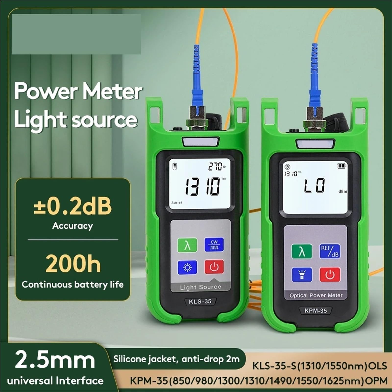 Miernik mocy światłowodu KPM-35 Tester kabli światłowodowych FTTH z jednomodowym źródłem światła KLS-35 1310/1550 nm Szybka reakcja(KLS-35-S)