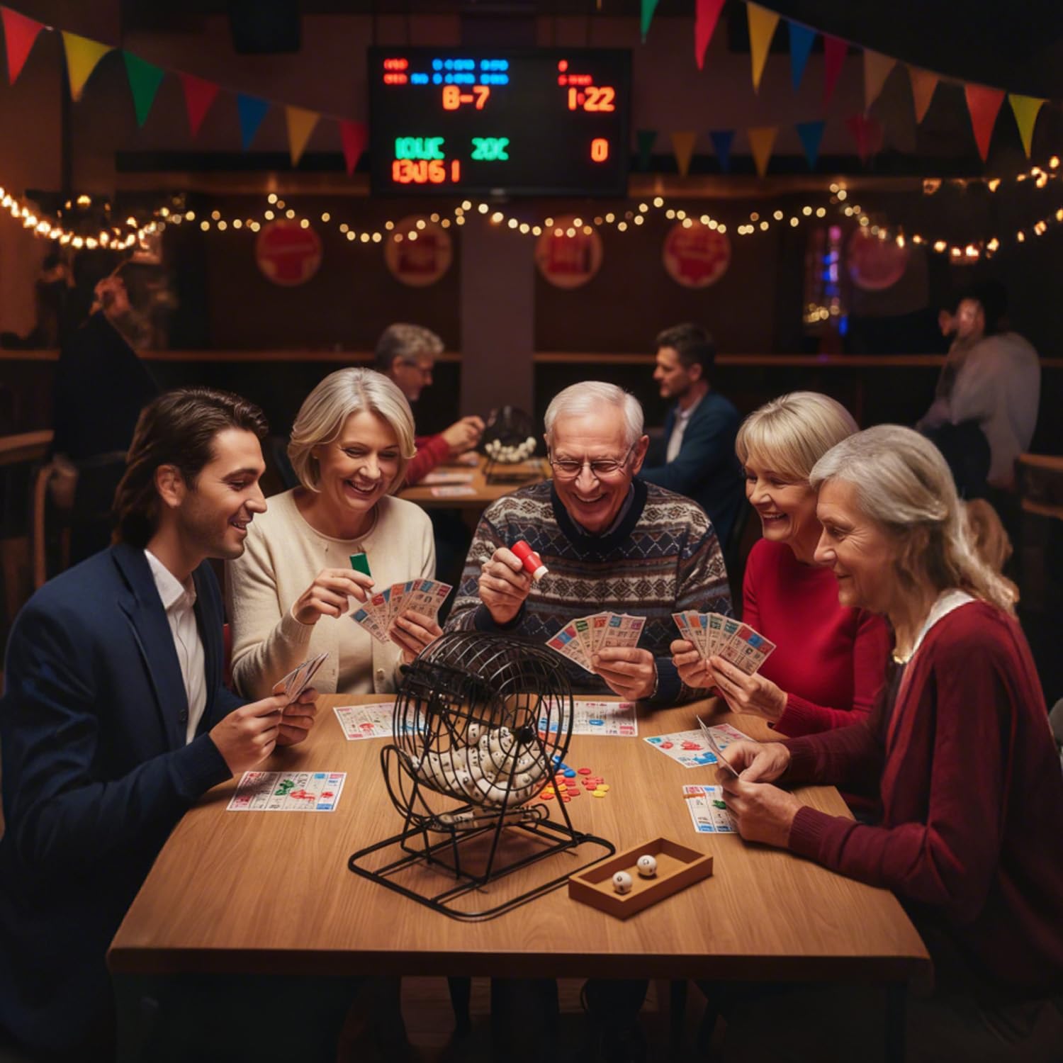 Cimenn Bingo Spiel Set, Bingo Spiel Lucky Ball, Traditionelles Weinset, professioneller BingoKäfig und BingoBälle mit BingoBrett - 4 Farboptionen