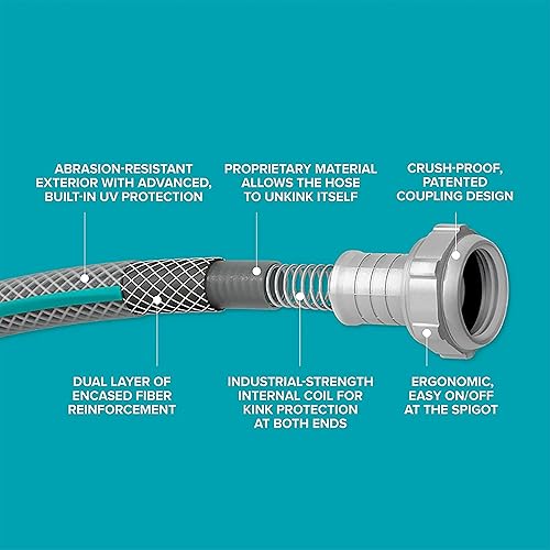Miniatura 7 de Gilmour AquaArmor Manguera de jardín, ligera, sin torceduras, segura para agua potable, 12 pulgadas x 25 pies