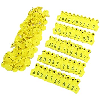 Livestock Ear Tag, Pig Ear Tag, Farm Livestock Ear Tag, Easy to Identify No.001?100 Livestock Supplies, for Breeding Meat Quarantine
