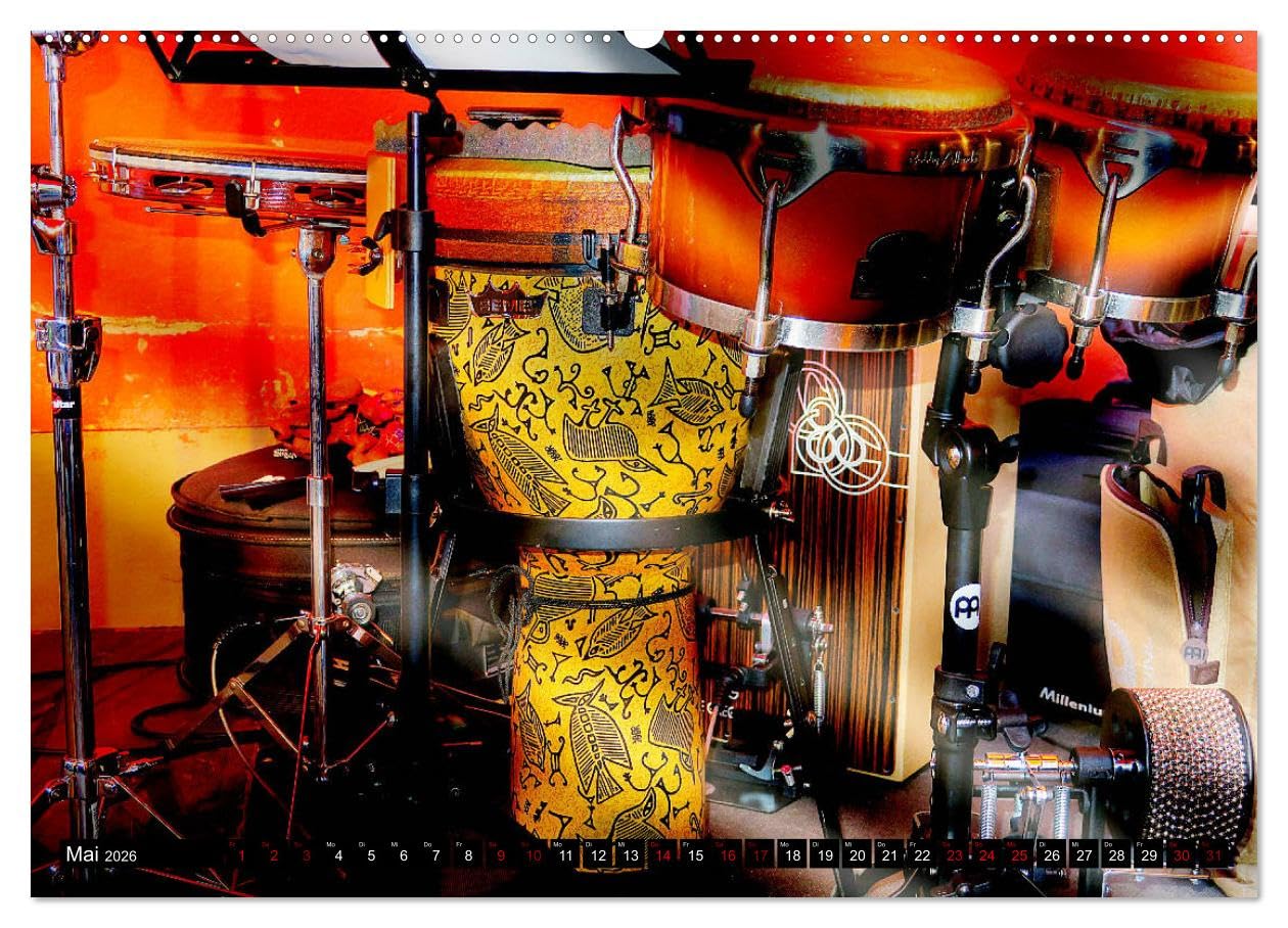 Percussion - Rhythmus im Blut (hochwertiger Premium Wandkalender 2026 DIN A2 quer), Kunstdruck in Hochglanz: Atmosphärische Bilder verschiedener ... und Schlaginstrumente (CALVENDO Kunst)