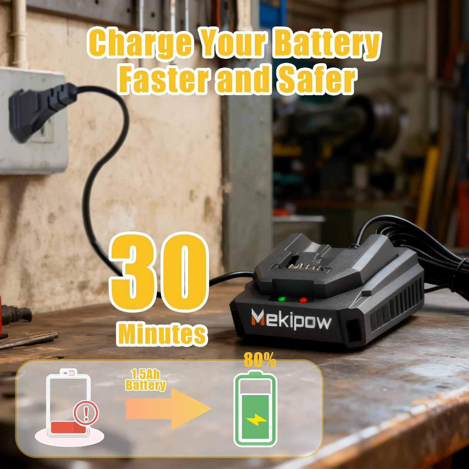 DCB112 Charger Repalcement for Dewalt 20v/12V Battery Charger Compatible with Dewalt 20v Battery DCB200 DCB203 DCB125 DCB107 DCB201 DCB112 DCB612 DCB609-2 DCB609 DCB606 DCB606-2 DCB208 DCB206 DCB204 - Image 4