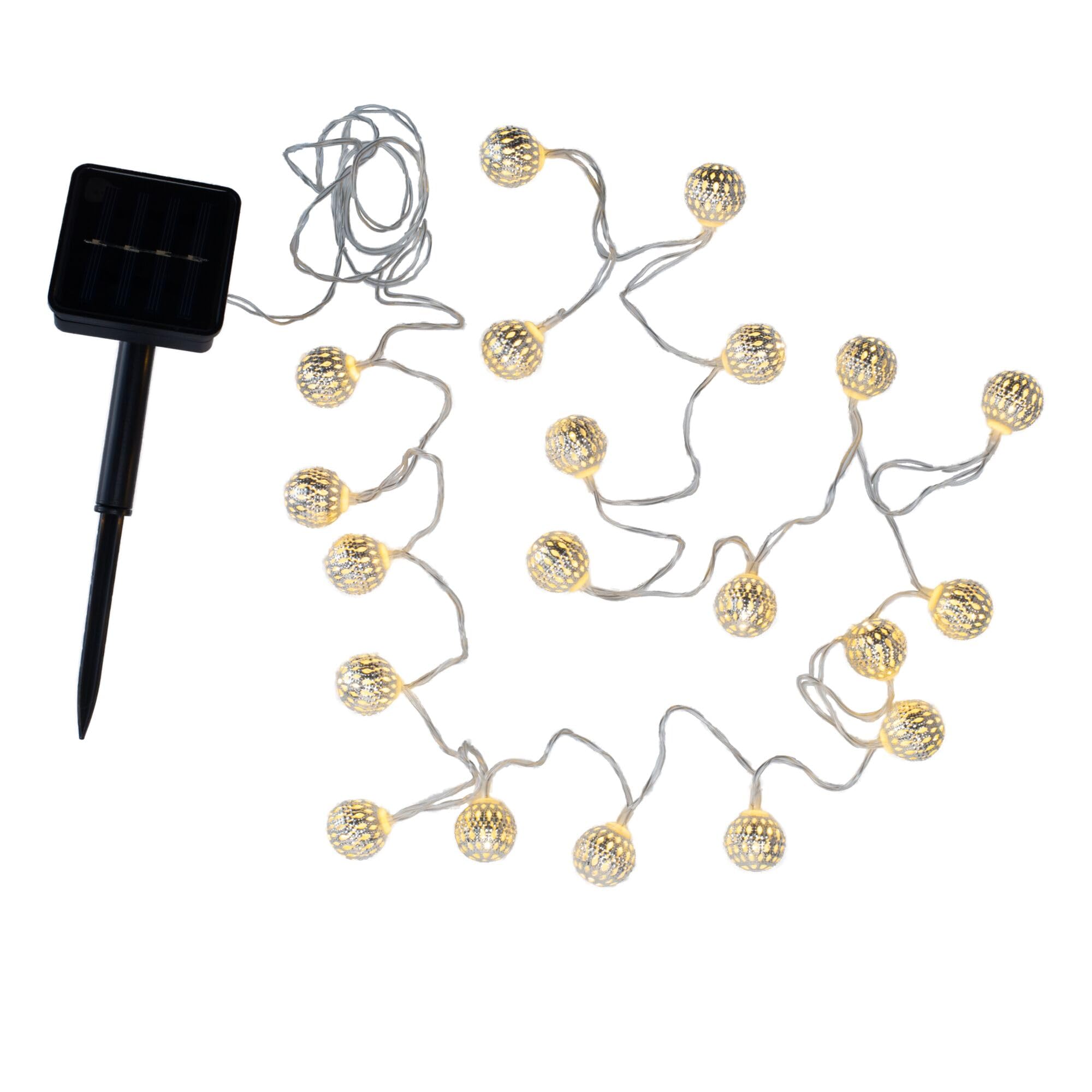 Pauleen 48074 Sunshine Glamour Solar Fairy Lights in Moroccan Silver for Outdoor use – Balcony or Garden, Metal, 0.02 W