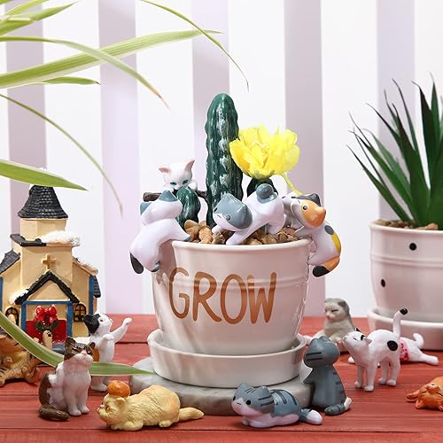 Miniatura 3 de Blulu 16 piezas de figuras de gato realistas, figuras de gatos encantadores, figuras de animales en miniatura, miniadornos de animales para huevos