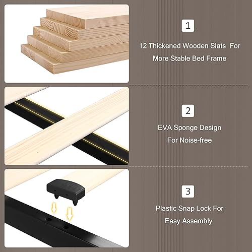 Vista 6 de Estructura de cama tamaño completo con 4 cajones de almacenamiento y estación de carga, estructura de cama plataforma tapizada con cabecera de Gris