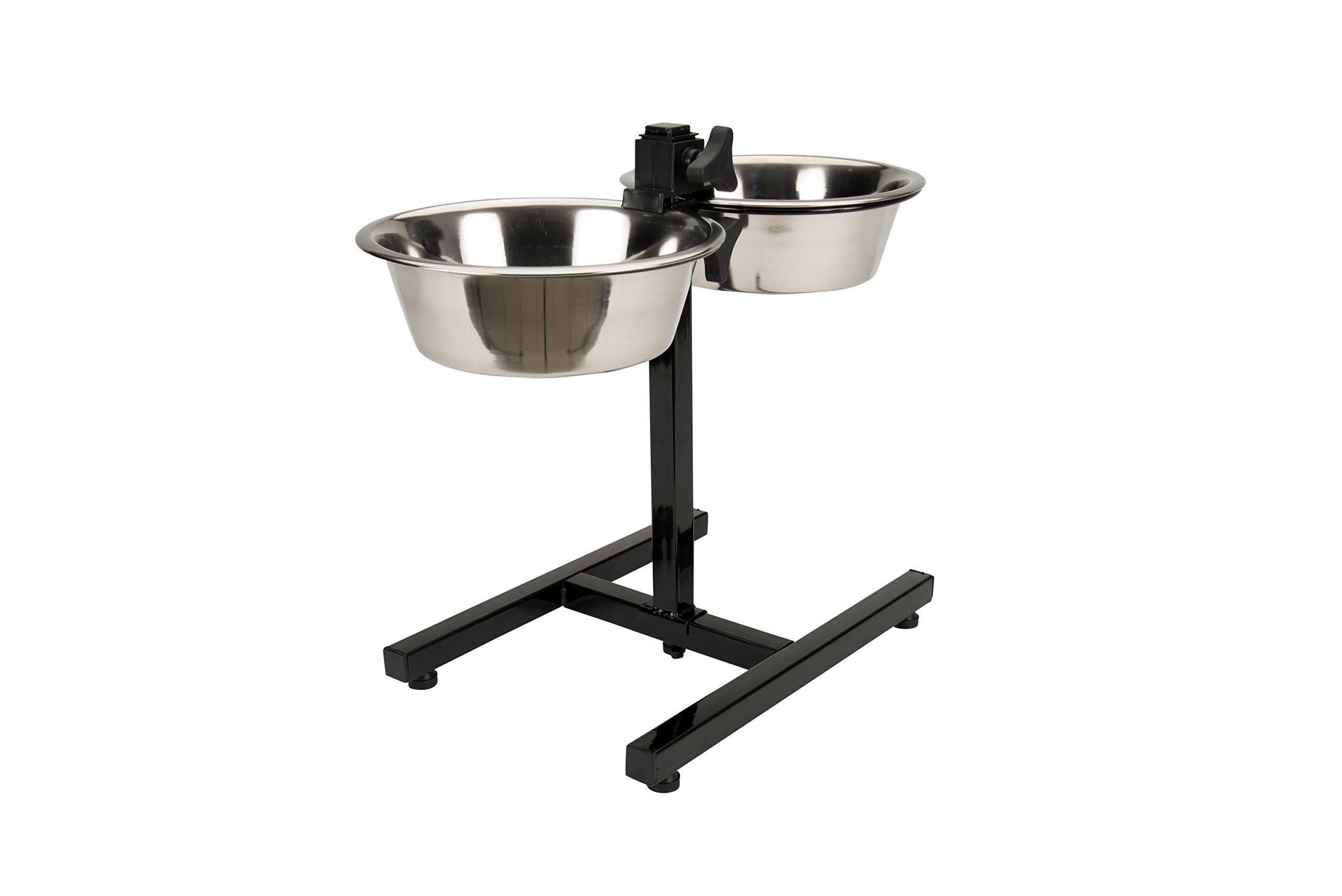 Tyrol Cuenco Doble Elevado, Soporte para Cuenco Ajustable en Altura/2 Cuencos de Acero Inoxidable para Animal pequeño, 25 cm, 6 Unidades