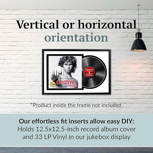 Miniatura 4 de Creative Picture Frames Marco de vinilo Jukebox de 16 x 24 pulgadas con paspartú doble doble blanco-negro, marco de álbum de discos LP para