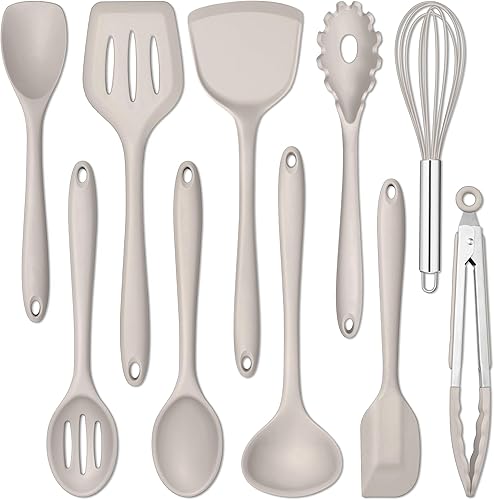 E-far Juego de utensilios de cocina de silicona de 10 piezas, resistentes al calor, utensilios de cocina antiadherentes, herramientas de cocina con