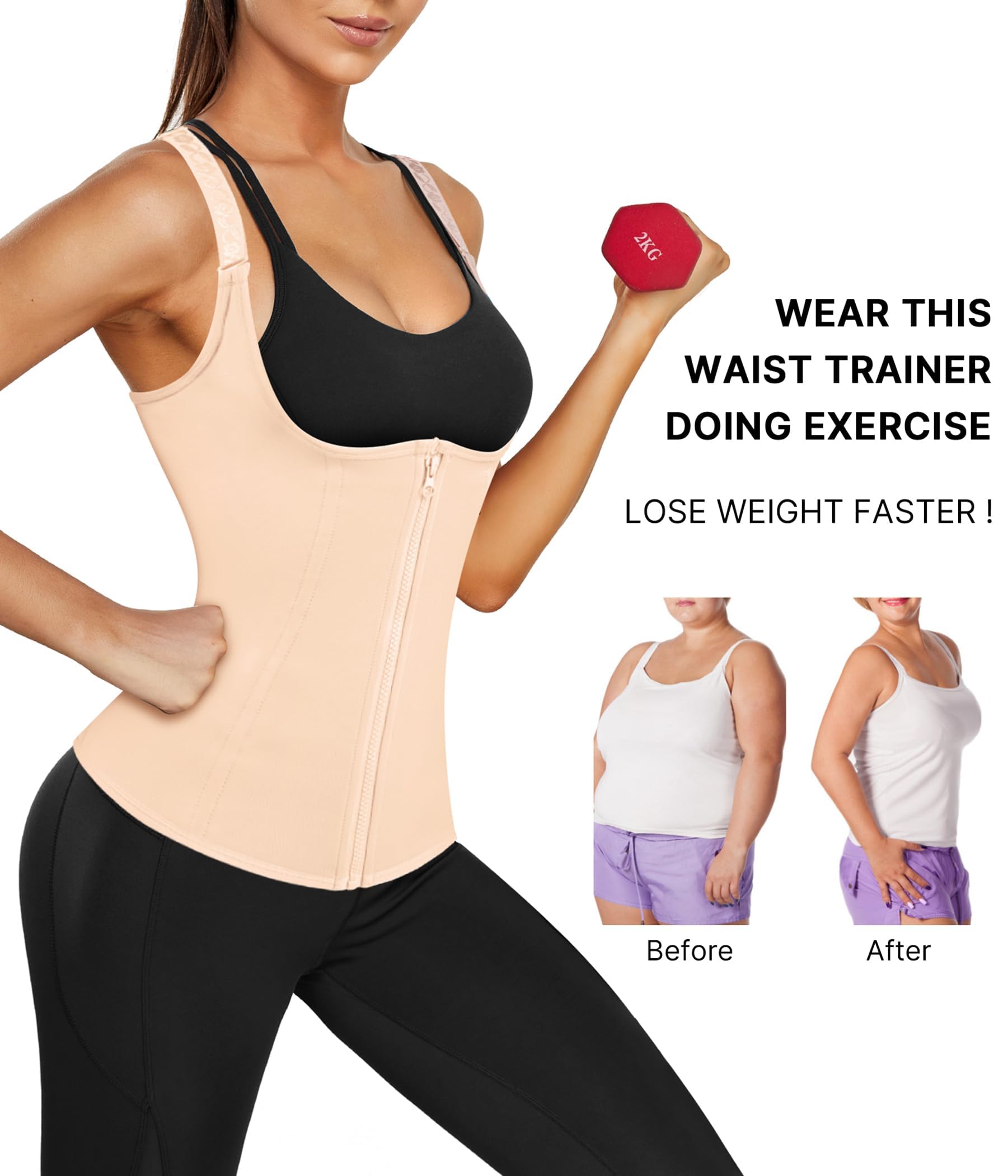 Junlan Femme Gaine Amincissante Ventre Plat – Corset Minceur Waist Trainer en Latex, Ceinture Serre Taille Invisible pour Sport, Fitness & Post-Partum, Body Sculptant Gainant