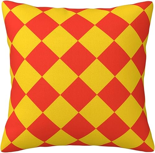 Bright Red and Cyber Yellow Checkered Throw Pillow Covers Retro Pillowcase Sofa Decorative Cushion Cases for Home Decor Room Bed Sofa 18x18