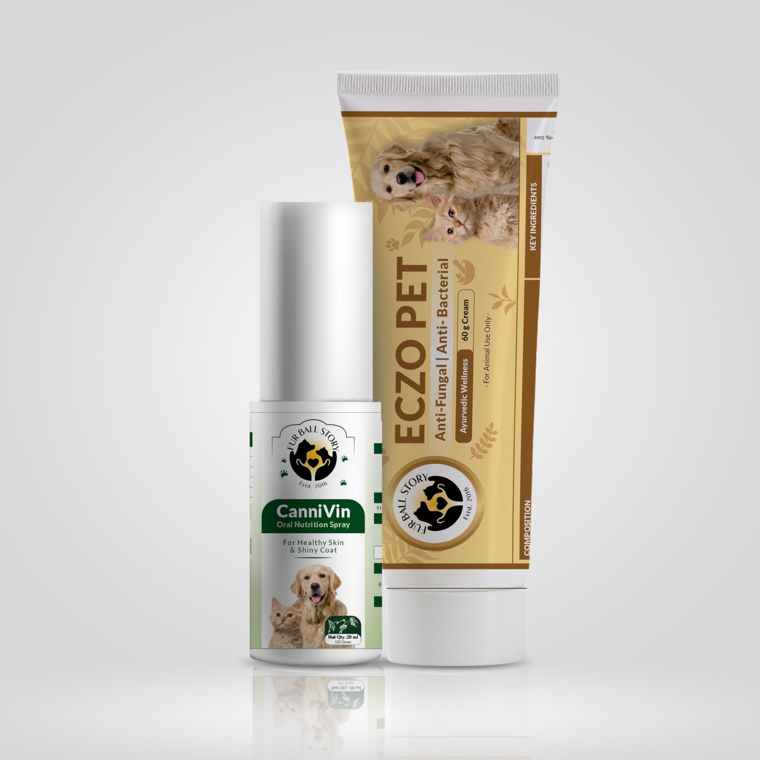 Fur Ball Story Healthy Skin Combo Pack | CanniVin Healthy Skin & Shiny Coat Oral Spray + Eczo Pet Cream Combo - Set of 2 (B0D2LFCGGQ) Amazon Price History, Amazon Price Tracker