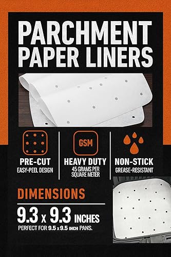 Miniatura 49 de Papel pergamino para freidora de aire Ninja Air Fryer Pro 4 en 1 5 cuartos de galón, AF141, cuadrados de papel de hornear para Cosori, Instant Pot