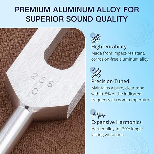 Miniatura 5 de Body Tuners - Diapasones de afinación - 256 Hz y 384 Hz (C&G) para curación de sonido, aleación de aluminio mecanizada con precisión, fabricado en