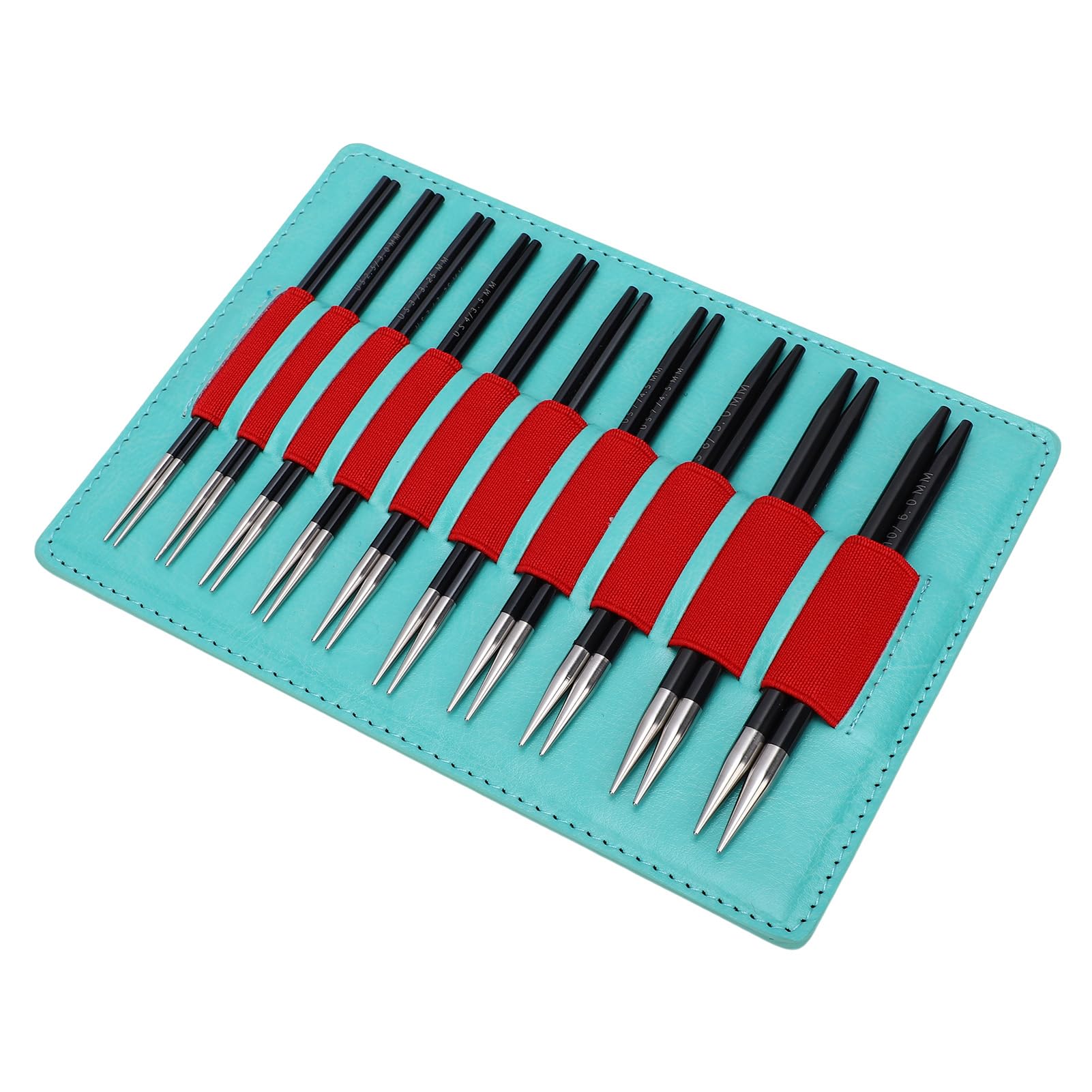 HEEPDD Set di Ferri da Maglia Intercambiabili da 30 Pezzi di Calibro Fine, Set di Ferri da Maglia, 10 Paia da 2,75 a 6,0 Mm Punte Corte in Alluminio da 12 Cm di Lunghezza e 4 Cavi per Calzini Pizzo