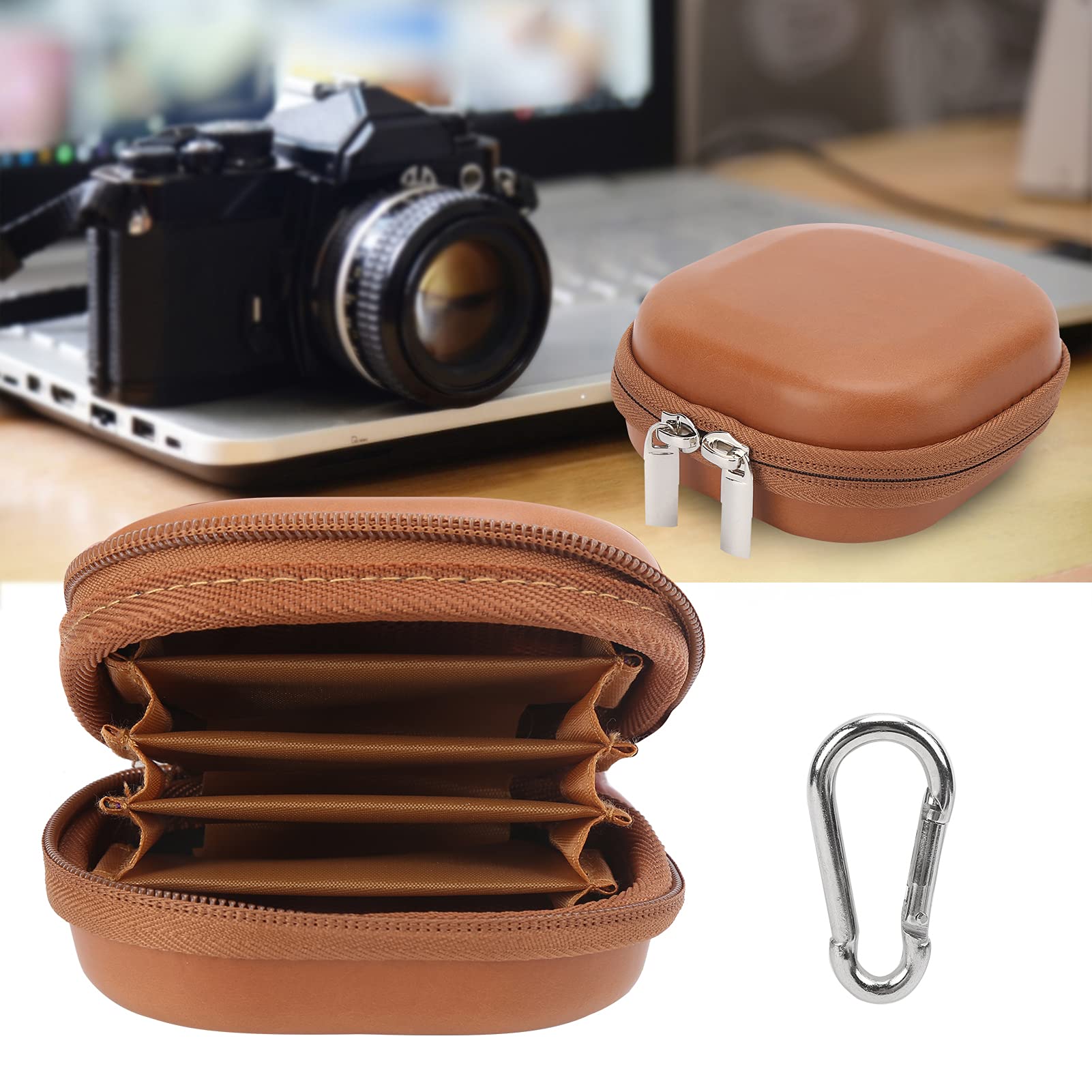Tissting éTui de Rangement Filtre d'Objectif,PU Étui étanche Pochette pour Filtre D'objectif étui de Transport pour 5filtres Jusqu'à 82mm Étui de Filtre pour Objectif