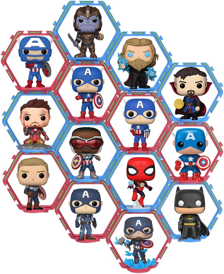 YODAR 14 PCS Riser Display Shelf for Funko POP Figures, Floating Shelves Display Ledge for Organizer and Decoration, Collectibles Display Stands Showcase, Glowing at night