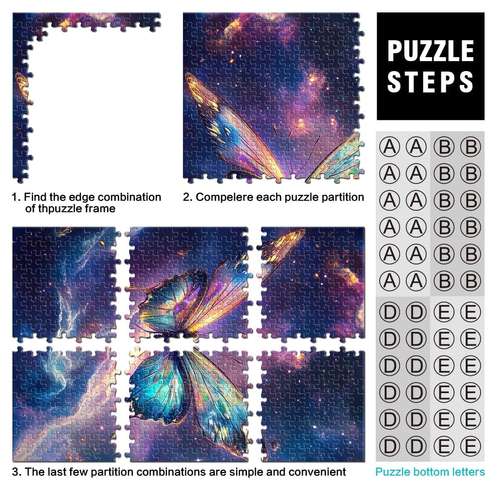 Jeu de Quiz Papillon Cosmique à Ailes de Verre Puzzle 2000 pièces pour Adultes 70x100cm Offrir en Cadeau à Toute la Famille Convient aux 14 Ans et Plus