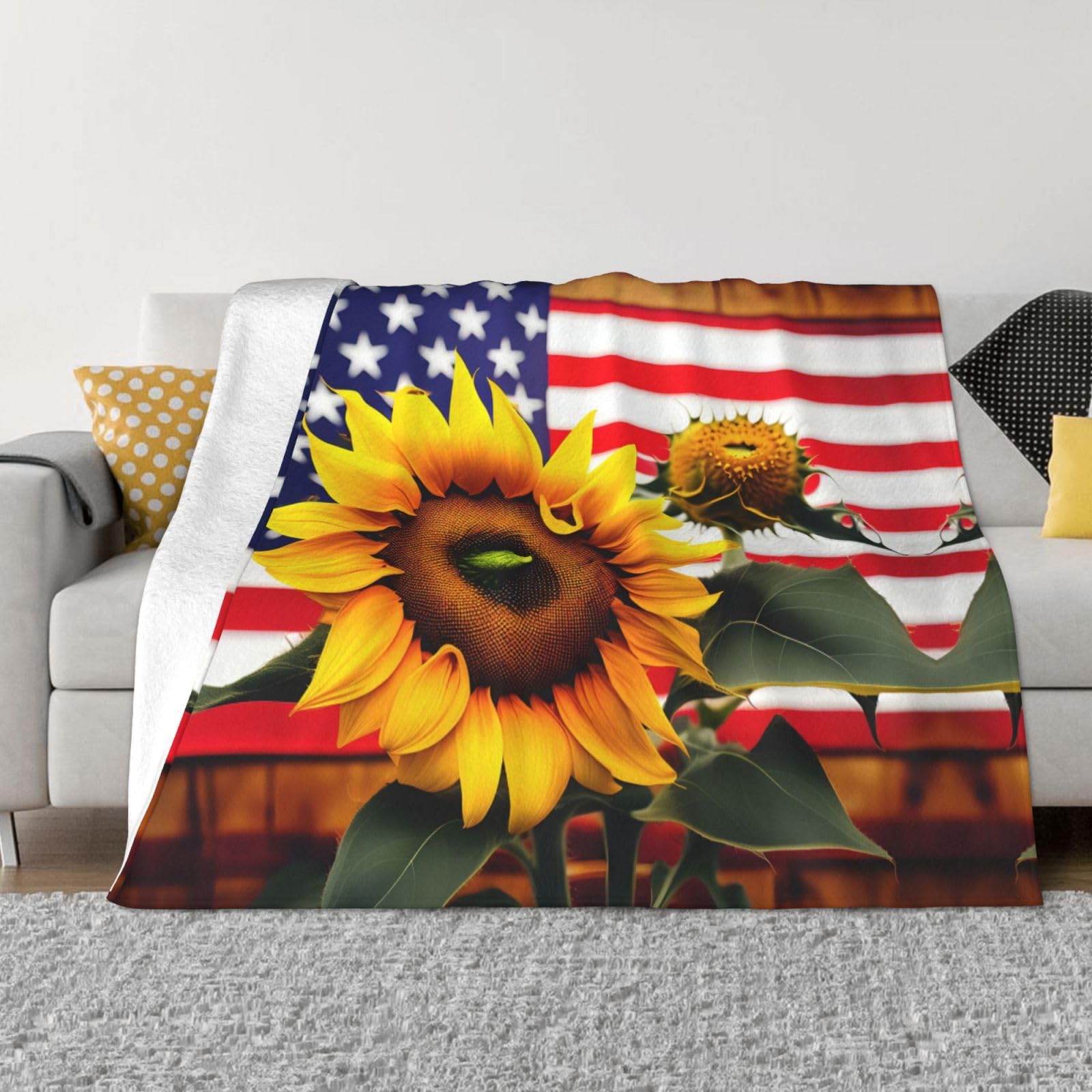 Couverture douce tournesol et drapeau pour vos soirées cocooning sur le lit