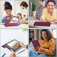 ProCase iPad 10-11 hüvely tolltartóval, ütésálló smart tok, átlátszó hátlap, bordó 9