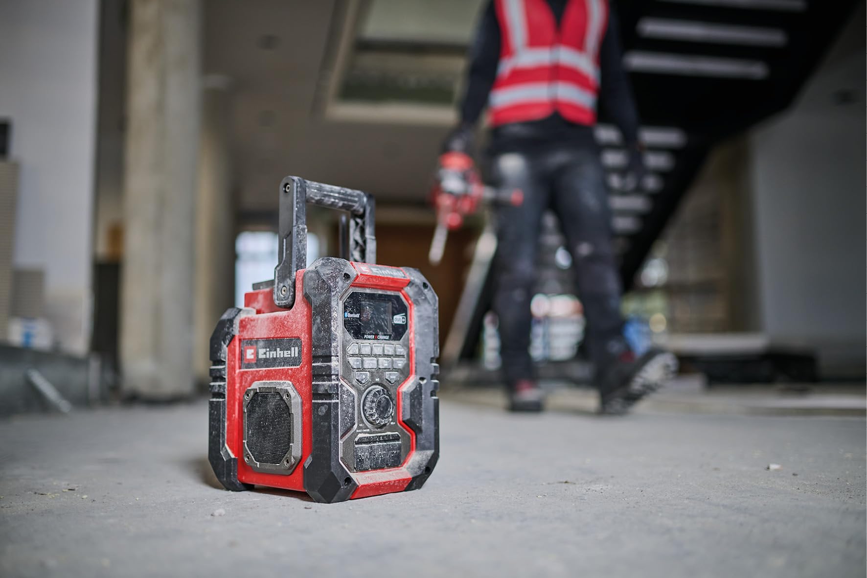 Radio de Chantier sans Fil Einhell Te-CR 18 Li Dab+/FM/BT-Solo | PXC | 18 V | DAB+ | FM | Bluetooth | AUX | USB | recherche automatique des stations | écran couleur TFT | IP65