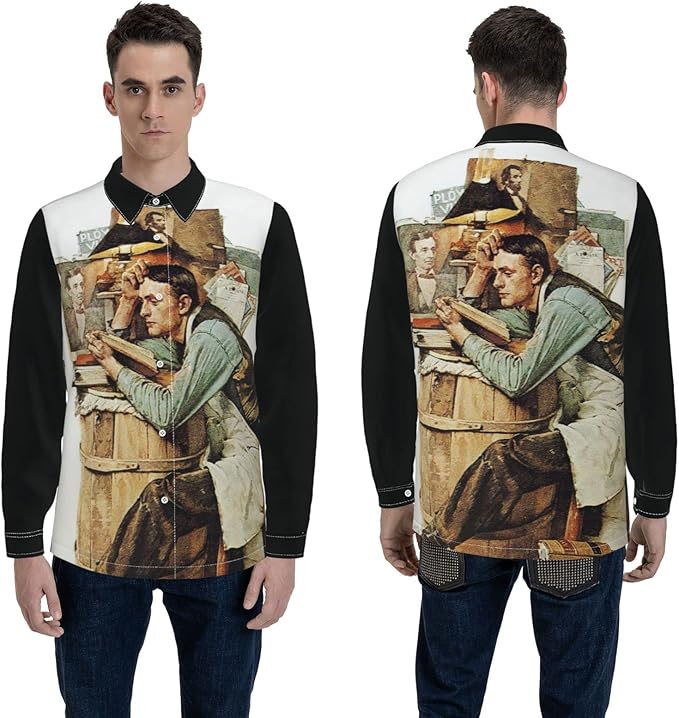 Amazon Co Jp シャツ メンズ 长袖 カジュアル シンプル オシャレ ノーマンロックウェル 1 快適 軽 ファッション 吸汗速乾 春夏秋冬服 メンズ シャツ レギュラーフィット オックスフォードシャツ ファッション