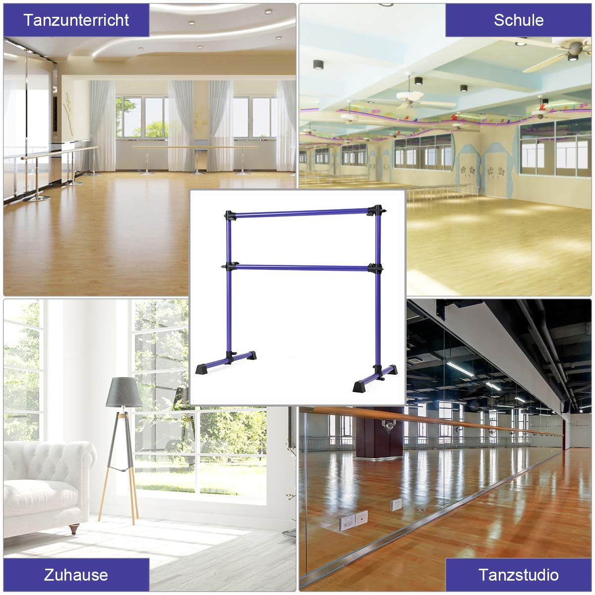 COSTWAY Ballettstange freistehend, Ballet Bar höhenverstellbar, Ballett Barre aus Eisen, Stretch Barre bis 50KG belastbar, ideal für Kinder und Erwachsene